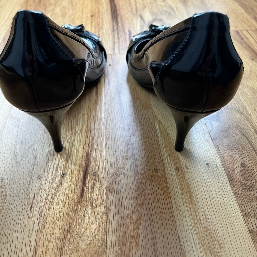 Black patent Burberry shoes